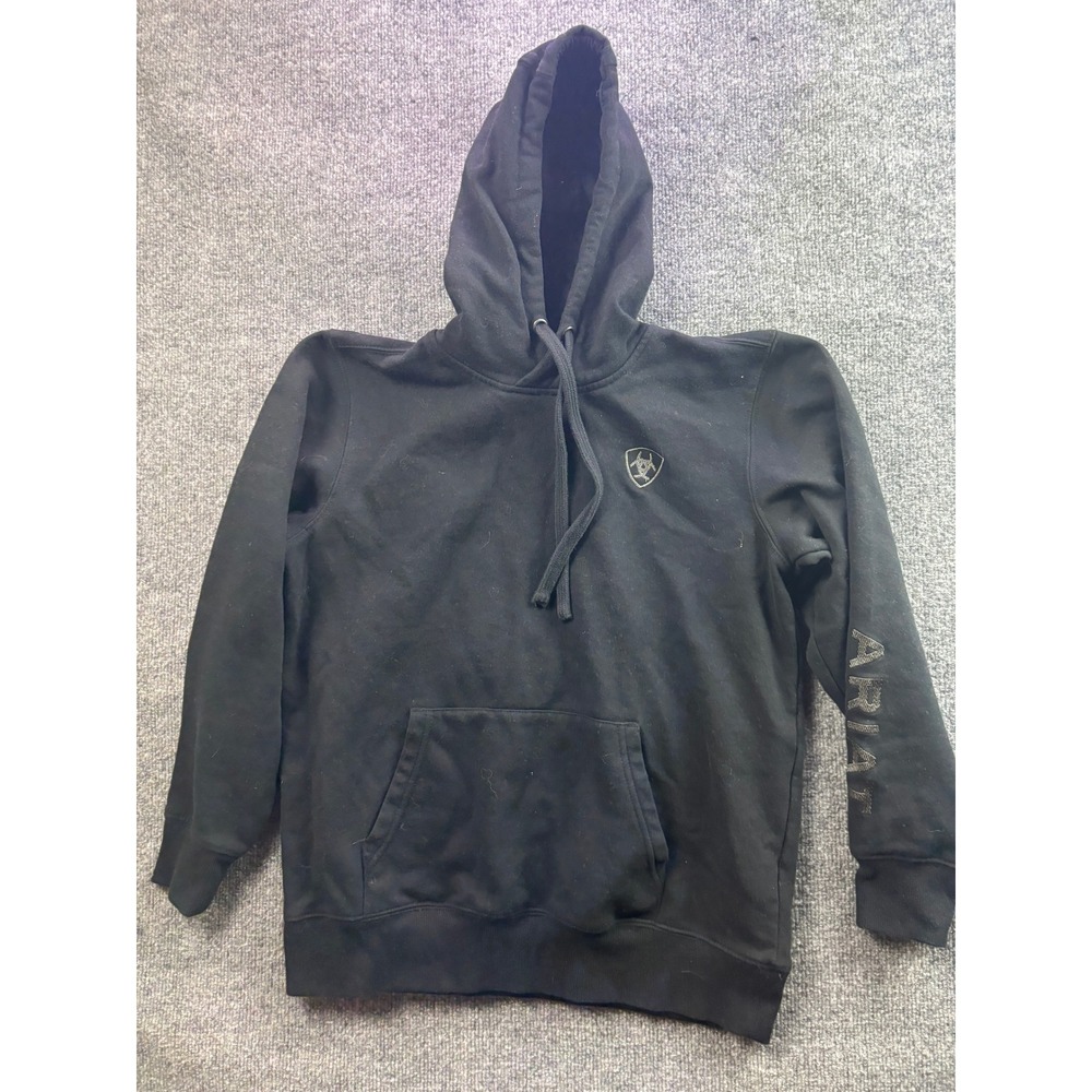 Ariat Logo 2.0 Hood Pullover Women Medium Black Glitter Sleeve Hoodie 10063145